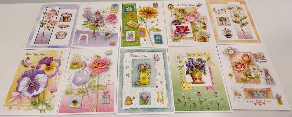 Vintage Antonella Briozzo Floral Greeting Cards Set of 10 with Envelopes